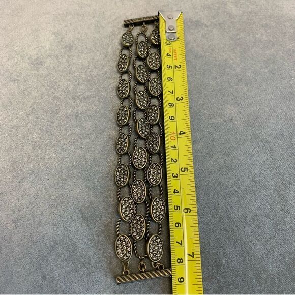 KIAM Family bronze brass tone layered Crystal rhinestone oval bracelet - Picture 7 of 10